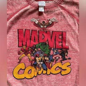 Vintage style distressed red Marvel Comics pullover sweatshirt size M